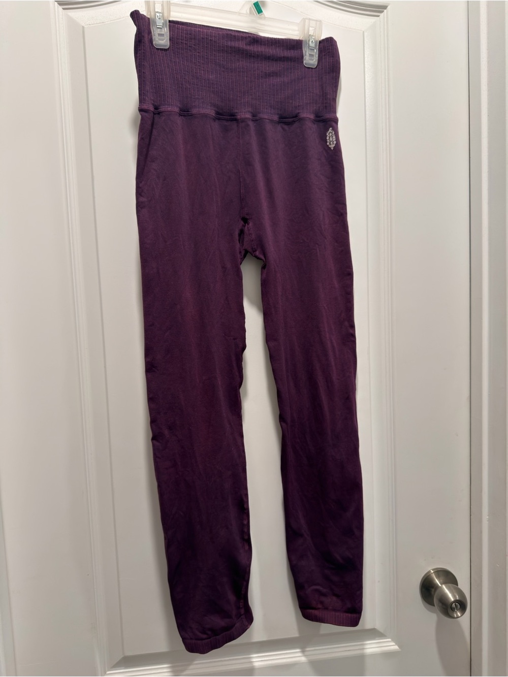 Women Ribbed High-Waist Leggings - Purple